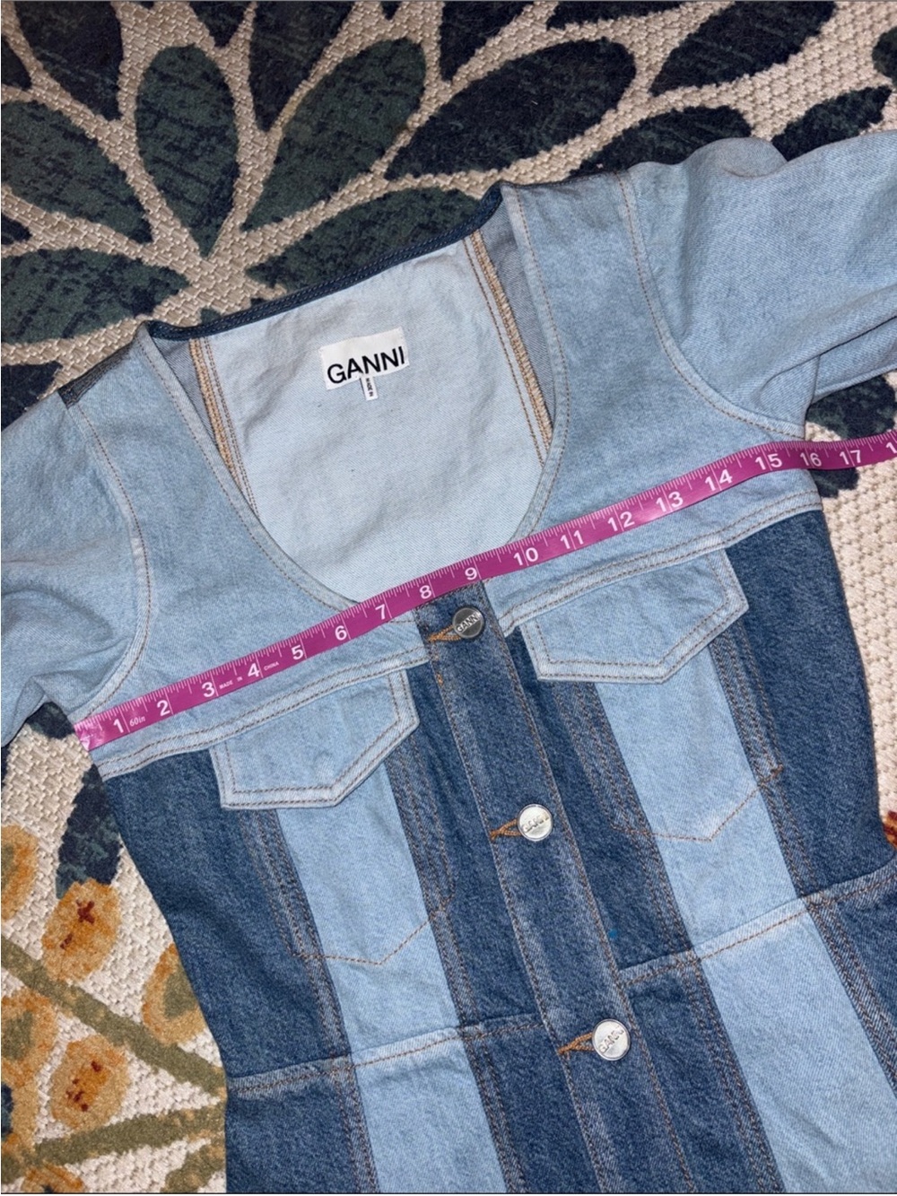 Ganni Two-Tone Denim Dress size 34 - Picture 9 of 14